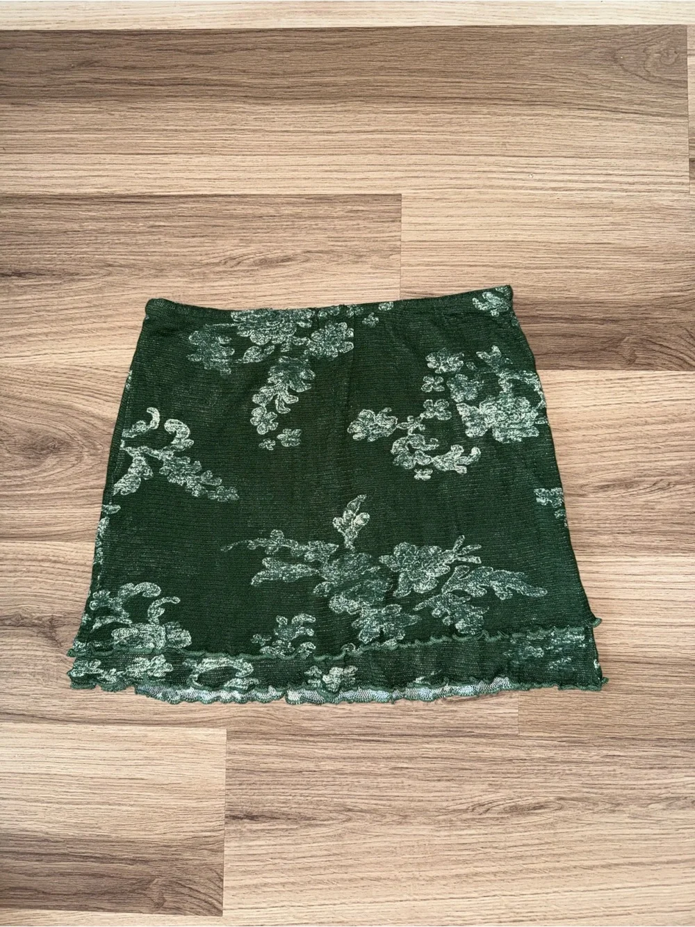 Green Floral Knit Mini Skirt - free people